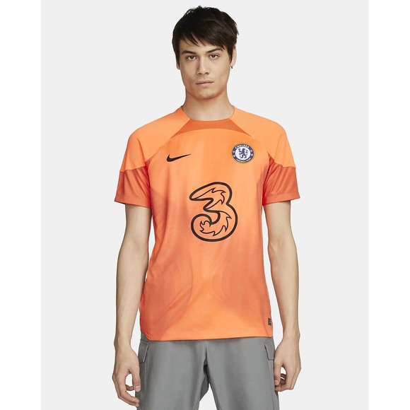 Nike Chelsea FC Stadium Goalkeeper Soccer Jersey Atomic Orange Sz Med DJ7674-859 - Picture 1 of 6